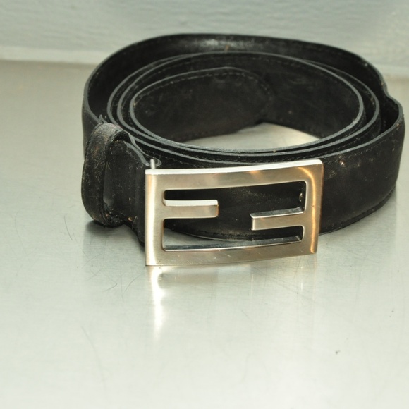 fendi black leather belt
